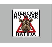 Oedim Señal de Atencion No Pasar Batida Jabalí | 40x40cm | Finca Privada, Coto Privado, Caza Activa | Señaletica en Material Aluminio Blanco Resistente de 3mm | Duradera y Económica