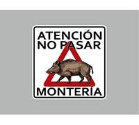 Oedim Señal de Atencion No Pasar Montería | 40x40cm | Finca Privada, Coto Privado, Caza Activa | Señaletica en Material Aluminio Blanco Resistente de 3mm | Duradera y Económica