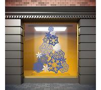 Oedim Vinilo Adhesivo Transparente en Efecto Espejo Feliz Navidad Árbol Color Azul | 76 x 100 cm | Vinilo Económico y Original | Vinilo Reserva de Blanco y Troquelado