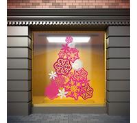 Oedim Vinilo Adhesivo Transparente en Efecto Espejo Feliz Navidad Árbol Color Rosa | 152 x 200 cm | Vinilo Económico y Original | Vinilo Reserva de Blanco y Troquelado