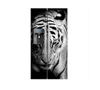Oedim Vinilo Frigorífico Americano Cabeza Tigre Blanco y Negro | 90x180cm | Varias Medidas | Pegatinas de Nevera Económicas y Elegantes | Vinilo Nevera