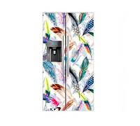 Oedim Vinilo Frigorífico Americano Estampado Plumas Multicolor | 91x176cm | Varias Medidas | Pegatinas de Nevera Económicas y Elegantes | Vinilo Nevera