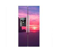 Oedim Vinilo Frigorífico Americano Ruinas Playa Puesta de Sol | 91x177cm | Varias Medidas | Pegatinas de Nevera Económicas y Elegantes | Vinilo Nevera