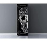 Oedim Vinilo Frigorífico Calavera Fondo Negro 200x70cm | Adhesivo Resistente | Pegatinas de Nevera Económicas y Elegantes | Vinilo Nevera