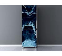 Oedim Vinilo Frigorífico Mármol Azul Fondo Negro, Vinilo Decorativo para neveras, decoración para cocinas, Pegatina Nevera