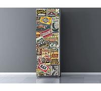 Oedim Vinilo Frigorífico Matrículas Coche, 200x70cm, Adhesivo Resistente, decoración para cocinas, Pegatina Nevera