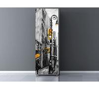 Oedim Vinilo para Frigorífico New York en Carboncillo 185x60cm | Adhesivo Resistente y Económico | Pegatina Adhesiva Decorativa de Diseño Elegante