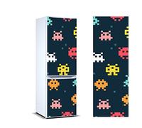 Oedim Vinilo para Frigorífico Space Invaders | 200 x 70 cm | Adhesivo Resistente y de Fácil Aplicación | Pegatina Adhesiva Decorativa de Diseño Elegante