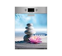 Oedim Vinilo para Lavavajillas Piedras Blancas, Flor de Loto y Arena Zen | Varias Medidas 50x65cm | Adhesivo Resistente y de Fácil Aplicación | Pegatina Adhesiva Decorativa de Diseño Profesional