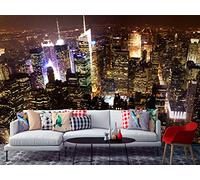 Oedim Vinilo para Pared Vistas Manhattan Noche | Fotomural para Paredes | Mural | Vinilo Decorativo |500 x 300 cm | Decoración comedores, Salones, Habitaciones