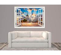 Oedim Vinilo Ventana Madrid | 150x105cm | Adhesivo Incluido | Decoracion Habitación | Pegatina Adhesiva | Multicolor | Diseño Profesional