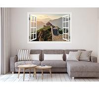 Oedim Vinilo Ventana Muralla China | 50 x 35 cm | Adhesivo Incluido | Decoracion Habitación | Pegatina Adhesiva Diseño Profesional