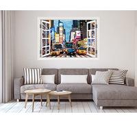 Oedim Vinilo Ventana Nueva York | 150 x 105 cm | Adhesivo Incluido | Decoracion Habitación | Pegatina Adhesiva Diseño Profesional