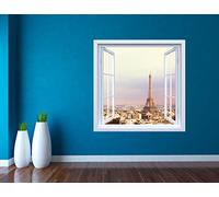 Oedim Vinilo Ventana Paris Torre Eiffel | 50x40cm | Adhesivo Incluido | Decoracion Habitación| Pegatina Adhesiva | Multicolor | Diseño Profesional