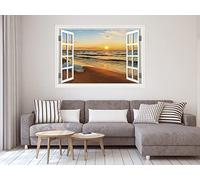Oedim Vinilo Ventana Playa| 150 x 105 cm | Adhesivo Incluido | Decoracion Habitación | Pegatina Adhesiva Diseño Profesional