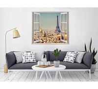 Oedim Vinilo Ventana Varias Medidas 100x90cm | Adhesivo Incluido | Decoracion Habitación |Paris, Torre Eiffel Vista panoramica | Multicolor | Diseño Elegante |
