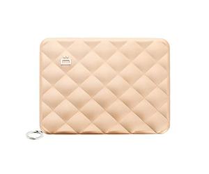 ÖGON -DESIGNS- Cartera de acompañante para Mujer, Aluminio con Efecto Acolchado, protección RFID contra fraude y desmagnetización, Modelo Lady Case Helsinki Large, tamaño Pasaporte (Oro Rosa)