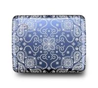 ÖGON -DESIGNS- Cartera de Aluminio, Gran Capacidad con Cierre metálico, protección RFID contra el fraude y la desmagnetización, Modelo Smart Case Oslo Large (Grabado Bandana Blue)