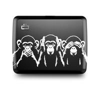 ÖGON -DESIGNS- Cartera de Aluminio, Gran Capacidad con Cierre metálico, protección RFID contra el fraude y la desmagnetización, Modelo Smart Case Oslo Large (Grabado Monkeys)