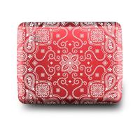 ÖGON -DESIGNS- Cartera de Aluminio, Gran Capacidad con Cierre metálico, protección RFID contra el fraude y la desmagnetización, Modelo Smart Case Oslo Large (Grabado Bandana Red)
