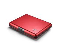 ÖGON -DESIGNS- Cartera de Aluminio, Gran Capacidad, protección RFID contra el fraude y la desmagnetización, Modelo Smart Case Big Stockholm (Rojo)