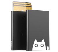 ÖGON - Designs- Portatarjetas Automático de Aluminio, Protección RFID, Cartera Original, Fino y Minimalista para Hombre y Mujer, Capacidad 1 a 6 Tarjetas, Modelo Slider, Grabado Cat, Taille unique