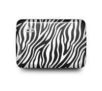 ÖGON -DESIGNS- Tarjetero de Aluminio con Cierre metálico, protección RFID contra el fraude y la desmagnetización, Cartera compacta, Modelo Smart Case Oslo (Grabado Zebra)