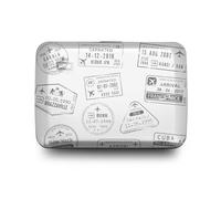 ÖGON -DESIGNS- Tarjetero de Aluminio con Cierre metálico, protección RFID contra el fraude y la desmagnetización, Cartera compacta, Modelo Smart Case Oslo (Grabado Travel)