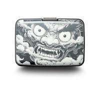 ÖGON -DESIGNS- Tarjetero de Aluminio con Cierre metálico, protección RFID contra el fraude y la desmagnetización, Cartera compacta, Modelo Smart Case Stockholm (Grabado Demon Tattoo)