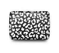 ÖGON -DESIGNS- Tarjetero de Aluminio con Cierre metálico, protección RFID contra el fraude y la desmagnetización, Cartera compacta, Modelo Smart Case Oslo (Grabado Leopard)