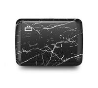 ÖGON -DESIGNS- Tarjetero de Aluminio con Cierre metálico, protección RFID contra el fraude y la desmagnetización, Cartera compacta, Modelo Smart Case Oslo (Grabado Marble)