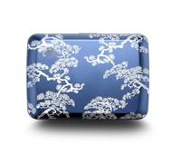 ÖGON -DESIGNS- Tarjetero de Aluminio con Cierre metálico, protección RFID contra el fraude y la desmagnetización, Cartera compacta, Modelo Smart Case Oslo (Grabado Bonzai)