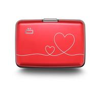 ÖGON -DESIGNS- Tarjetero de Aluminio con Cierre metálico, protección RFID contra el fraude y la desmagnetización, Cartera compacta, Modelo Smart Case Stockholm (Grabado Love)