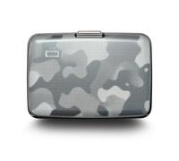 ÖGON -DESIGNS- Tarjetero de Aluminio con Cierre metálico, protección RFID contra el fraude y la desmagnetización, Cartera compacta, Modelo Smart Case Stockholm (Grabado Camo)