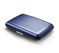 ÖGON -DESIGNS- Tarjetero de Aluminio con Cierre metálico, protección RFID contra el fraude y la desmagnetización, Cartera compacta, Modelo Smart Case Stockholm (Aluminio Azul Marino)