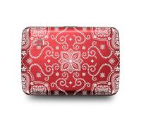 ÖGON -DESIGNS- Tarjetero de Aluminio con Cierre metálico, protección RFID contra el fraude y la desmagnetización, Cartera compacta, Modelo Smart Case Oslo (Grabado Bandana Red)