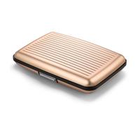 ÖGON -DESIGNS- Tarjetero de Aluminio, protección RFID contra el fraude y la desmagnetización, Cartera compacta, Modelo Smart Case Stockholm (Aluminio Rose Gold, Cierre metálico)