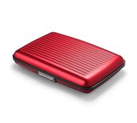 ÖGON -DESIGNS- Tarjetero de Aluminio, protección RFID contra el fraude y la desmagnetización, Cartera compacta, Modelo Smart Case Stockholm (Aluminio Rojo, Cierre metálico)