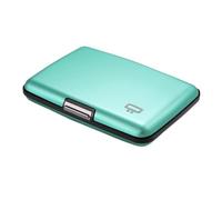 ÖGON -DESIGNS- Tarjetero de Aluminio, protección RFID contra el fraude y la desmagnetización, Cartera compacta, Modelo Smart Case Stockholm (Aluminio Turquesa, Cierre metálico)