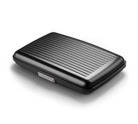 ÖGON -DESIGNS- Tarjetero de Aluminio, protección RFID contra el fraude y la desmagnetización, Cartera compacta, Modelo Smart Case Stockholm (Aluminio Negro, Cierre metálico)