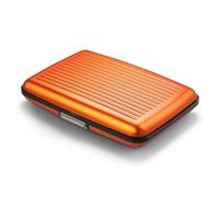 ÖGON -DESIGNS- Tarjetero de Aluminio, protección RFID contra el fraude y la desmagnetización, Cartera compacta, Modelo Smart Case Stockholm (Aluminio Naranja, Cierre metálico)