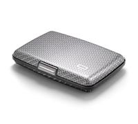 ÖGON -DESIGNS- Tarjetero de Aluminio, protección RFID contra el fraude y la desmagnetización, Cartera compacta, Modelo Smart Case Stockholm (Efecto Carbono, Cierre ultraseguro)