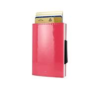 ÖGON -DESIGNS- Tarjetero Fino automático de Aluminio y Cuero, con protección RFID contra fraudes y desmagnetización, Cartera compacta, Modelo Cascade Slim (Glossy Raspberry)
