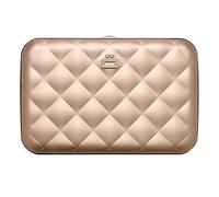 ÖGON -DESIGNS- Tarjetero para Mujer, de Aluminio rígido Acolchado, protección RFID contra el fraude y la desmagnetización, Cartera compacta, Modelo Lady Case Helsinki (Oro Rosado)