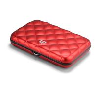 ÖGON Smart Wallets - Quilted Button Cartera Tarjetero - Protección RFID: Protege Tus Tarjetas de Robar - hasta 10 Tarjetas + Recetas + Notas - Aluminio anodizado (Rojo)