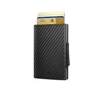ÖGON Smart Wallets - Cascade Wallet Cartera Tarjetero - Protección RFID: Protege Tus Tarjetas de Robar - hasta 8 Tarjetas + Recetas + Notas - Aluminio y Cuero (Titanium Carbon)
