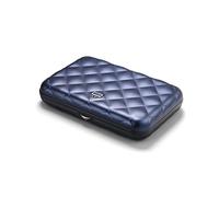 ÖGON Smart Wallets - Cartera Mujer de Aluminio Quilted Button - Tarjetero RFID antirrobo - Capacidad 10 Tarjetas y Billetes - Azul Marino