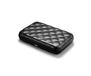 Ögon Smart Wallets - Quilted Button Cartera Tarjetero - Protección RFID: Protege Tus Tarjetas de Robar - hasta 10 Tarjetas + Recetas + Notas - Aluminio anodizado (Negro)