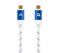 OEHLBACH GAMING New Game Blue - Cable USB tipo C (20 Gbps, hasta 240 W, triple apantallamiento, contactos dorados, 2 m, con revestimiento de tela), color azul y blanco
