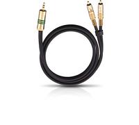 Oehlbach NF 1 / Jack 100 - Cable de Audio estéreo (1 Conector Jack de 3,5 mm a 2 Conectores RCA, Cable Flexible con apantallamiento eficiente, 1 m), Color Negro